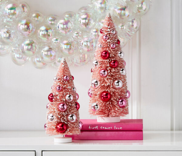 Pink Bottle Brush Christmas Trees